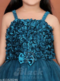 Baby girl's formal dress, navy blue ruffle top and bow embellishment