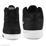 Black high-top sneaker with white sole and laces