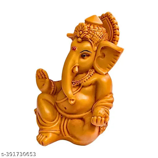Handcrafted resin Ganesh idol, Little Lord Kaan figurine for car dashboard or office desk, Diwali gift with luck and success symbolism, size 6x5x8 cm