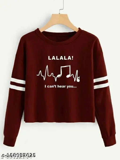 Cotton Blend Long Sleeve Classy Feminine T-Shirt (PACKUP 1), printed pattern for women's fashion, India origin