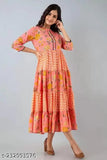 Orange long-sleeved anarkali kurta