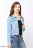 Light Blue Denim Hello Kitty Jacket, printed net pattern for women's sizes S-XL, fashion accessory on mannequin