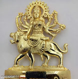 Metal Idol of MATA Sherawali Maa Durga on Lion, metal god idol for blessings, health, wealth, height - 11cm long