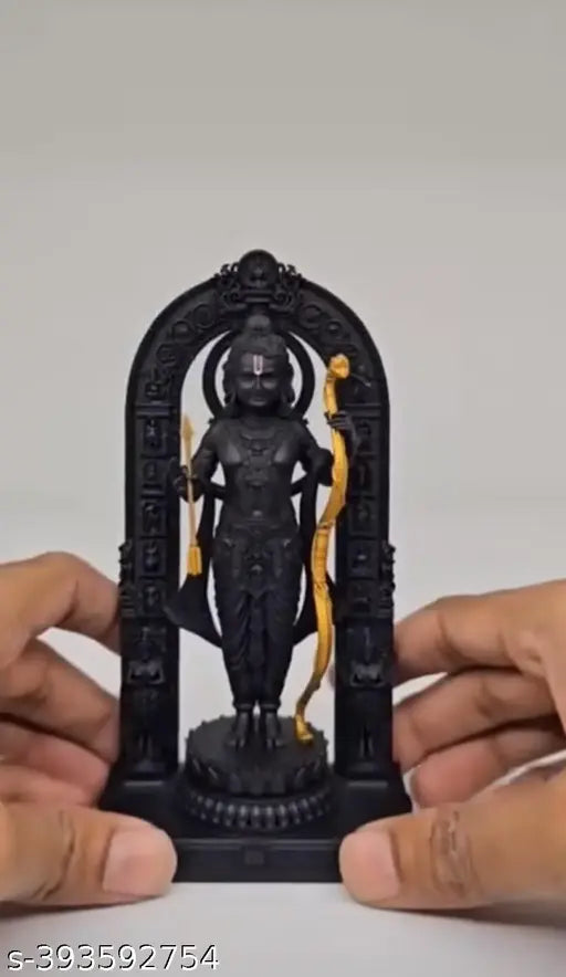 Small Size Marble Ram Lalla Murti Idol for Car Dashboard or Home/Office Temple, adorned with divine presence and spiritual ambiance