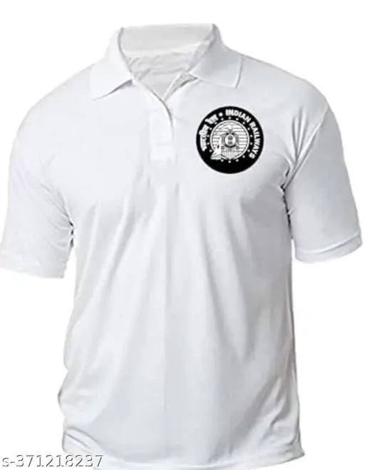 Indian Railway Black Loge White Polo T-shirt