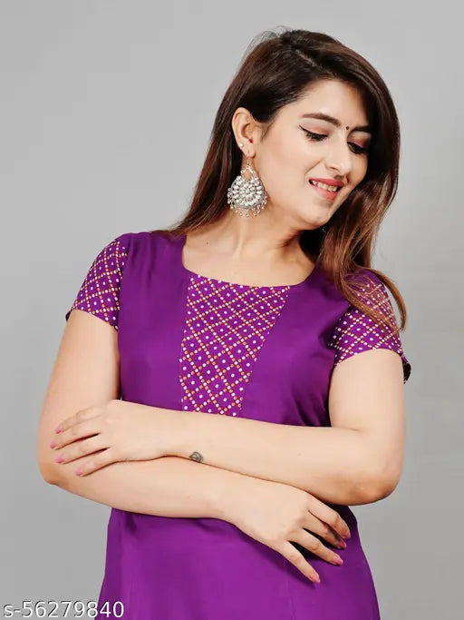 Purple printed anarkali dress
