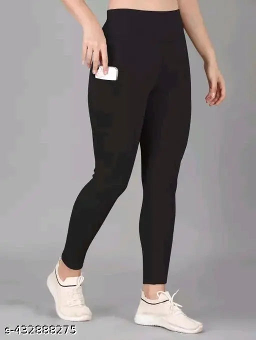 Black activewear tights pack (2): Earth joy Women's jeggings for gym, yoga, and sportswear, made from polyester-spandex blend with one side pocket