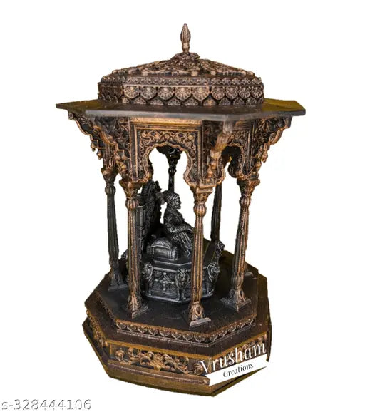 Meghdambari Poly Resin Shivaji Maharaj Statue, 6.5 inch with LED light - Vrusham Creations