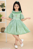 Light green chiffon girl's dress with ruffles