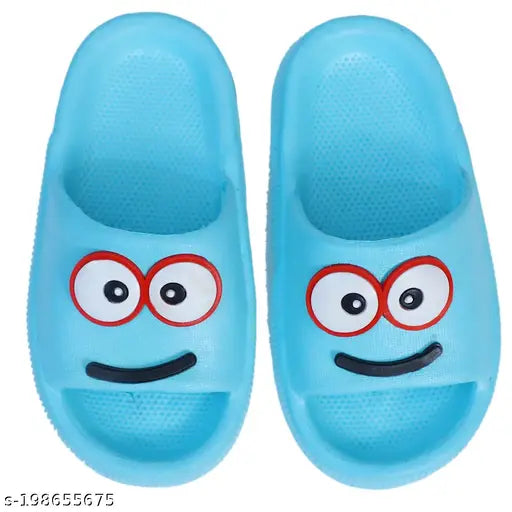 Sky Blue printed net MAD KIds rubber flip flop slippers for kids (18-24 Months - 6-6.5 Years), durable and versatile footwear for daily use