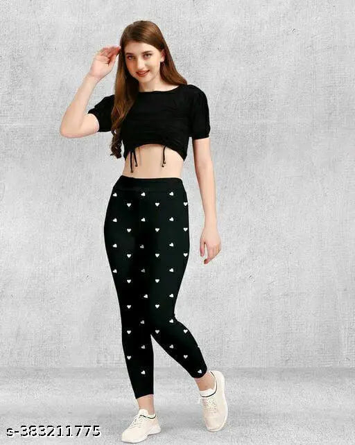 Stylish printed cotton blend jeggings for women, featuring a heavyweight fabric and available in sizes 28-34, India origin