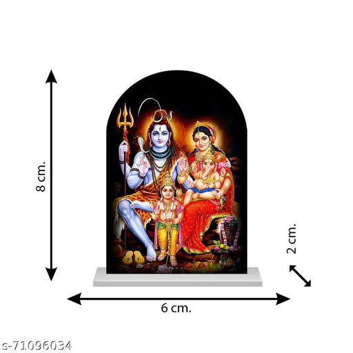 Indian-made Shiv Parivar acrylic statue for car dashboard or home decor, ideal spiritual gift item