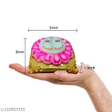 Marble Sai Baba Charan Paduka, 8cm figurine for pooja room decor, exotic Indian cultural touch