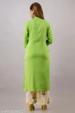 Rayon A-line kurta with printed Palazzos - Solid color, one-sided pocket, Indian ethnic wear