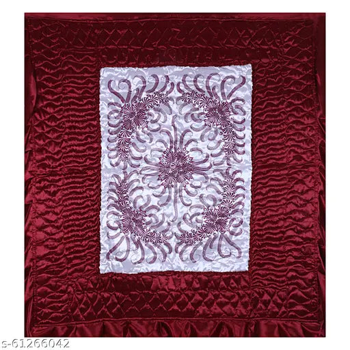 Maroon satin Opulent Bliss VIP Collection bedding set with 2 pillow covers, luxury Indian-made satin sheets for a queen-sized bed