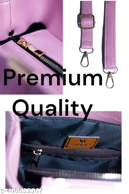 Purple crossbody bag with stylish crocodile print