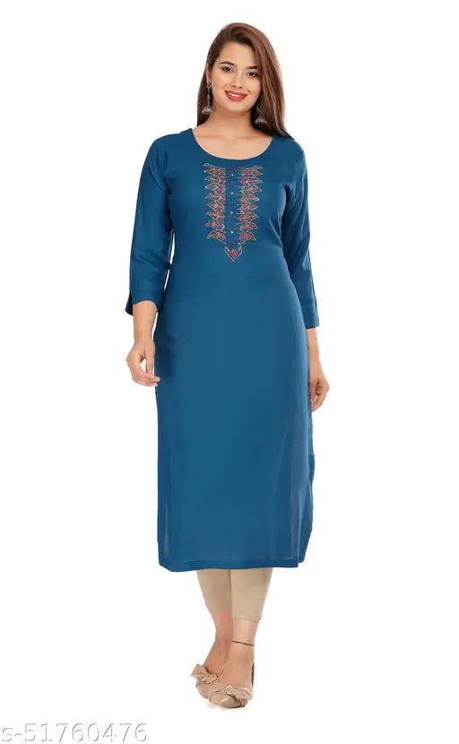 Teal blue straight-cut women's kameez