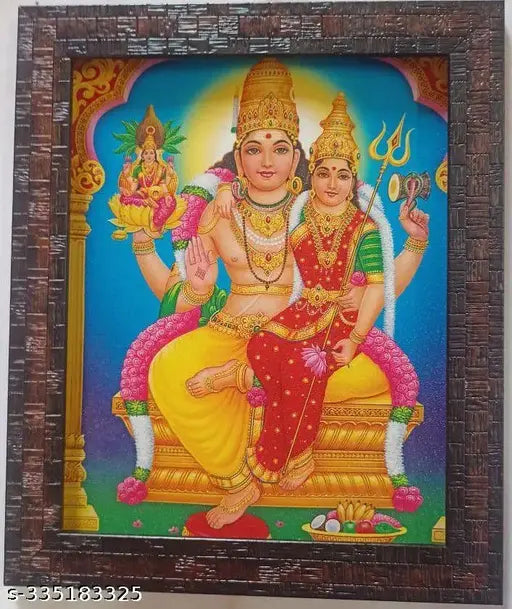 Synthetic resin indoor photo frame featuring God Sri Swarnakarshana Bhairava, Lakshmi, and Shiva images from India
