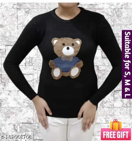 Cotton blend striped winter pullover, trendy basic cardigan styled top with turtle neck and front button design. Durable, stretchable, soft, and breathable. Suitable for women's casual, office, college, party wear, applicable for various occasions