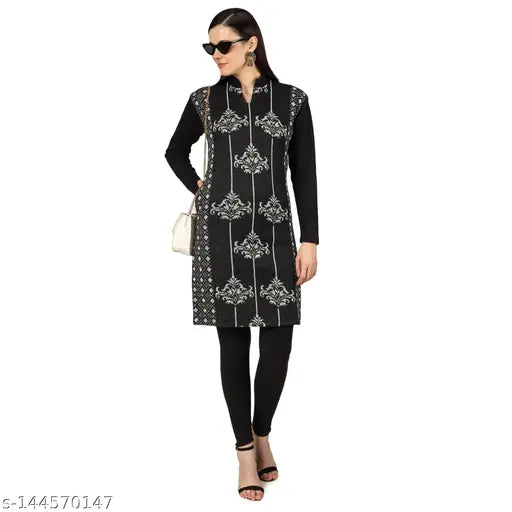 Dimsy Collection woolen kurti for women, dark color, full length