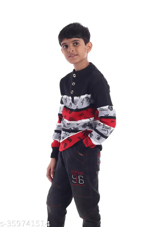 Boys striped wool sweater, long sleeves, 6-7 years, India origin