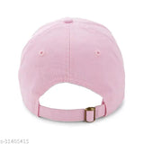 Pink cap with white letters, adjustable strap
