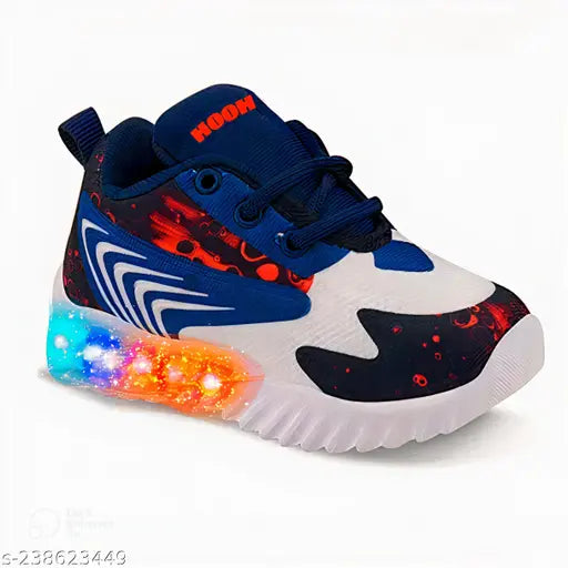 Boys canvas lighting shoes with rubber sole, solid net pattern for kids ages 12 months to 4 years, India origin
