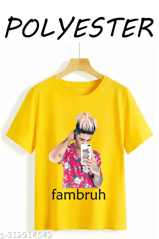 Yellow Pink Danish Zehen Pic printed net short sleeves polyester, India-made fashion for all sizes