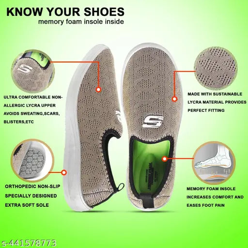Beige and black sports shoes with memory foam insole