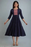 Rayon printed anarkali kurta with flared skirt and elbow length sleeves