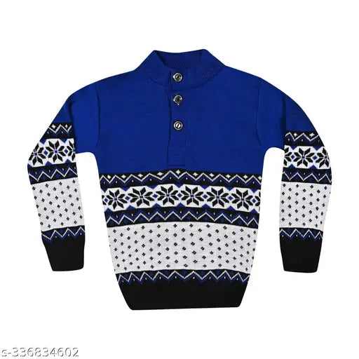 Unisex kids woolen sweater, trendy print design, cozy and stylish for winter wear #WoolenFashion #TrendyKidsWear