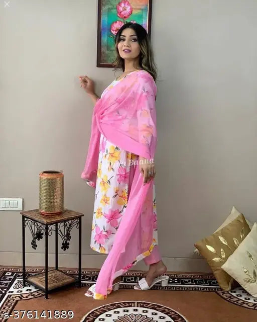 Rayon printed combo dupatta set for women, three-quarter sleeves, Jivika Fabulous, India origin
