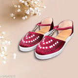 Red synthetic Ballerinas for women - stylish bellies closed back design, perfect for comfortable walking and quintessential dressing upgrade (Indian origin)