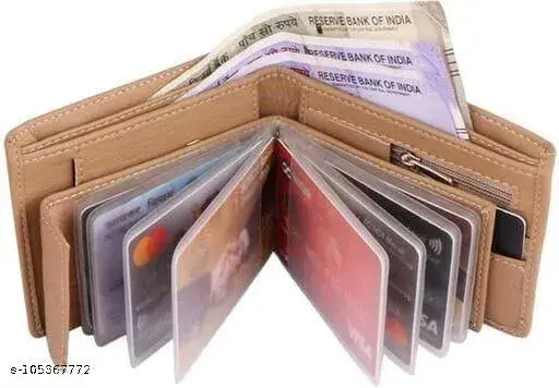 Classic world PU leather wallet, solid net pattern for men. Two compartments, three card slots, and two hidden slots. Made in India