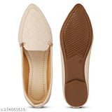 Synthetic ballerinas, PILOT CRM - textured, slip-on design for casual wear. Comfortable flat shoes with cushioned footbed, TPR sole. Perfect for daily use, office, college, parties or any occasion. Sizes: IND-3, IND-4, IND-5, IND-6, IND-8 (Made in India)