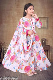 Aaliyageorgette printed net gown, long sleeves, size 9-10 years, super net fabric