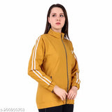 Polyester winter jacket, trendy and glamorous for girls & women. Long sleeves, solid pattern, perfect for college or office wear. Made in India