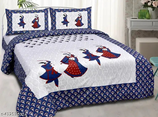 Double cotton bedsheet & pillow covers, 100% pure cotton for summer comfort, ideal for adults, HN Traders quality