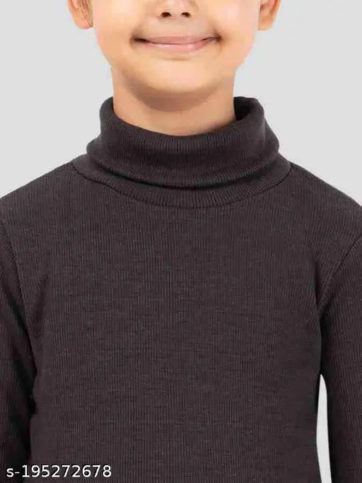 Nylon high neck long sleeve winter wear sweatshirt for kid girls, solid pattern. Comfortable, breathable, and soft children's pullover perfect for fall/winter occasions, suitable as a Christmas gift. Size options available from 3-4 Years to 11-12 Years, origin India