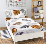 White & Grey Wing botanical-themed premium cotton single bedsheet and pillow cover, ideal for CoatDiwan 4x6 bed (150x225 cm), perfect for summer, superfine quality