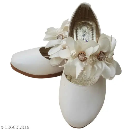Girls casual patent leather slip-on white shoes, embellished detail - India