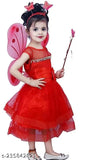 Red party dress with butterfly accessory