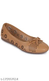 Brown synthetic leather women's slip-on ballerinas, stylish and comfortable for sizes IND-3 to IND-9