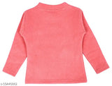 Red acrylic round neck sweatshirt for girls, perfect winter wear in standard sizes