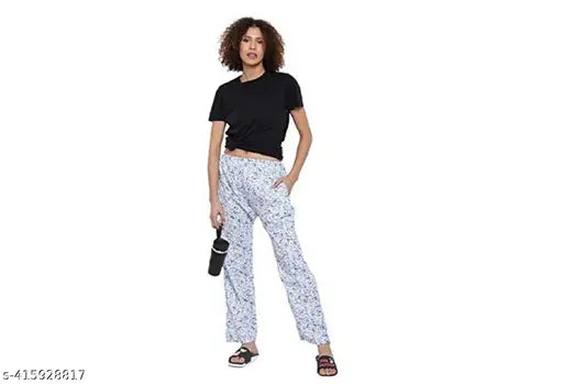 Girls' track pants, lower fit, cotton print, multicolor nightwear set of 4