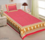 Jaipuri 150 TC Single Bed Cotton bedsheet Traditional Floral and 1 Pillow Cover, Plain Premium, Superior Elegant 63 X 90 inches(FDH72E Multicolor)