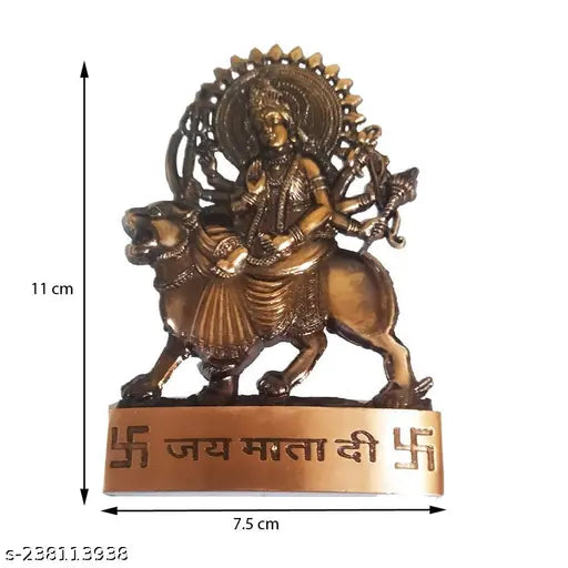 Durga statue, religious murti, handmade, metal, 6cm height