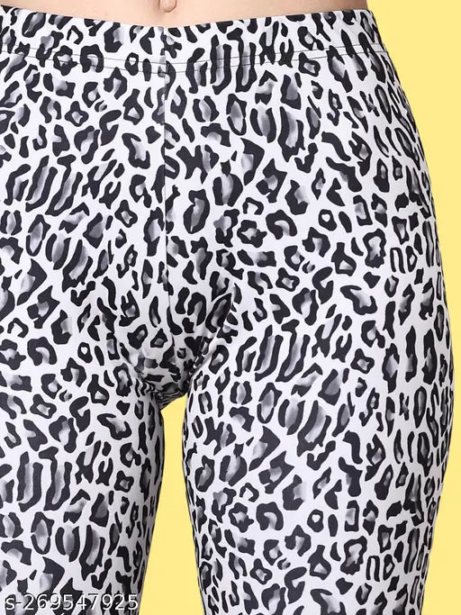 Printed Lycra jegging for women's party wear, imported from India, available in sizes 26-36