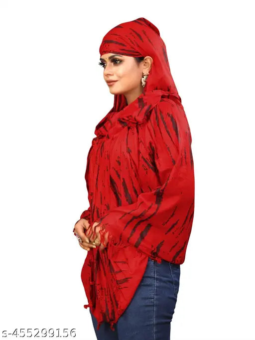 Pure cotton summer protection scarf with full face cover, Bandhani print, ideal for bike riding or anti-pollution shield