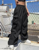 Black cotton four-pocket pants with flap pockets